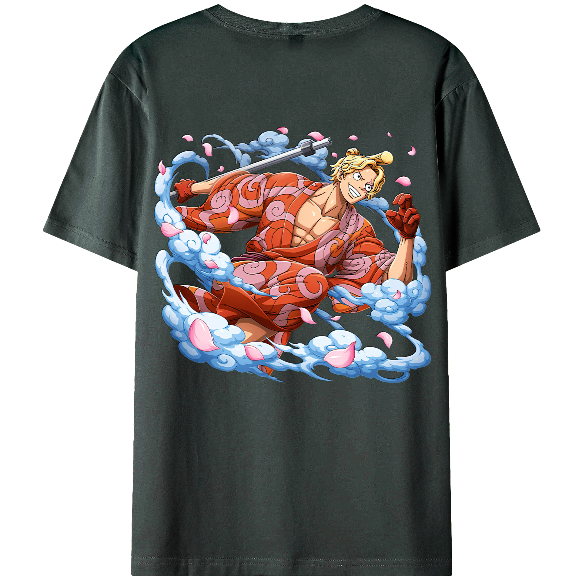 （画像用） ワンピース サンジ ONE PIECE Sanji 綿100％ メンズ半袖Tシャツ（バックプリント） 通気性